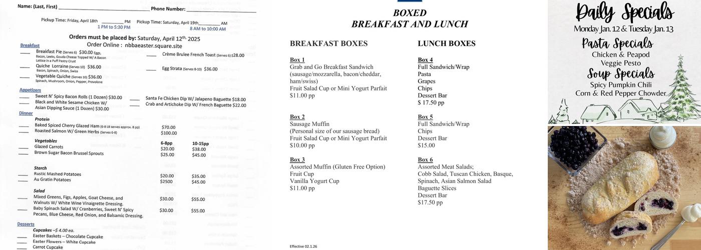 Not By Bread Alone Menu