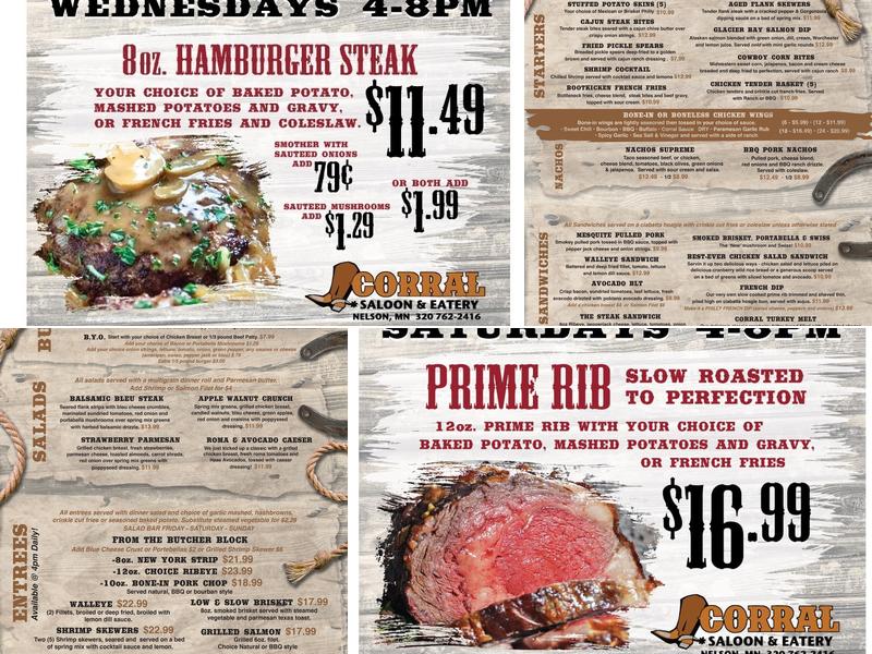 Corral Saloon & Eatery Menu