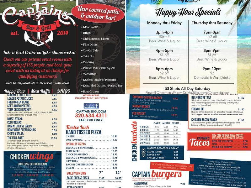 Captains Bar and Grill Menu