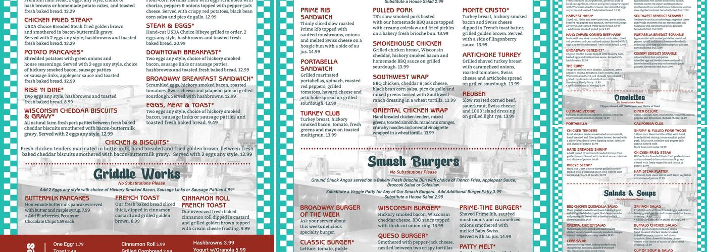 Broadway Diner Menu