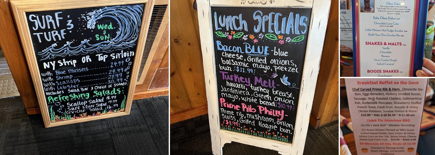 Fitz's On The Lake Menu