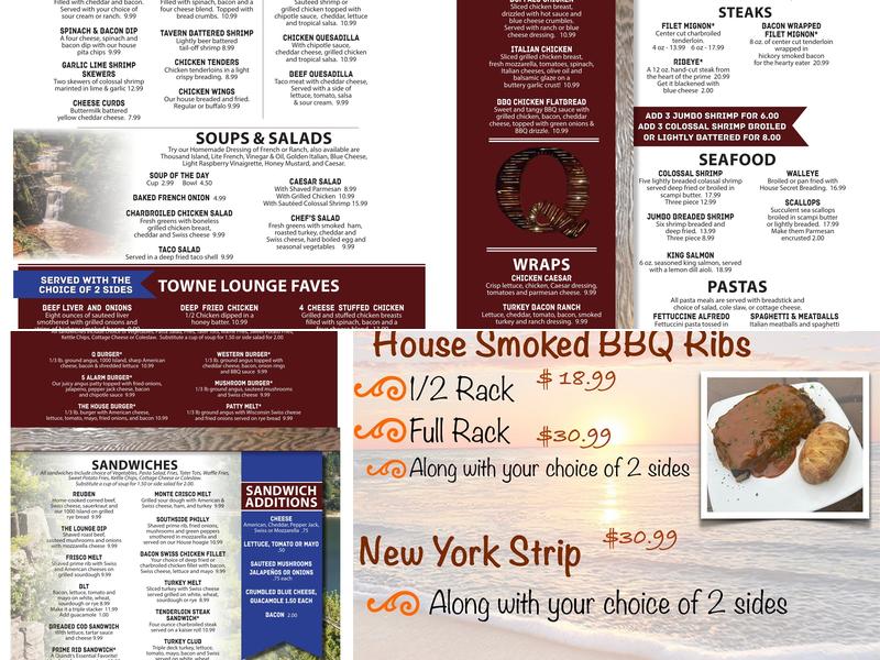 Quindt's Towne Lounge Restaurant & Bar Menu