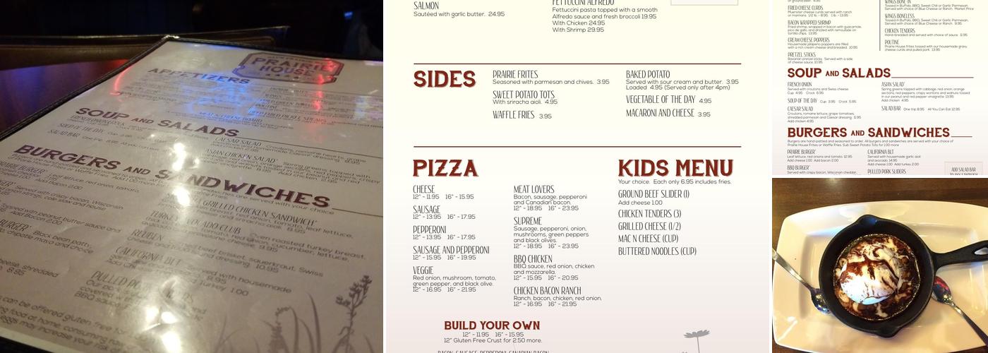 Prairie House Food & Spirits Menu