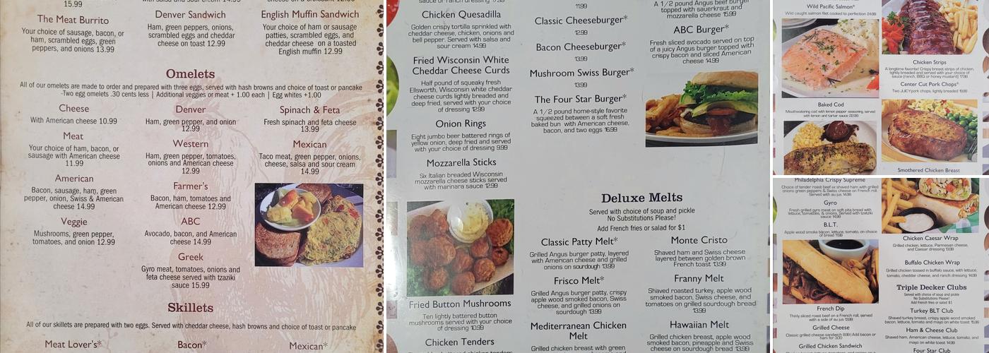 Four Star Restaurant Menu