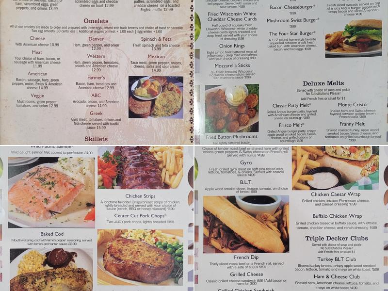 Four Star Restaurant Menu