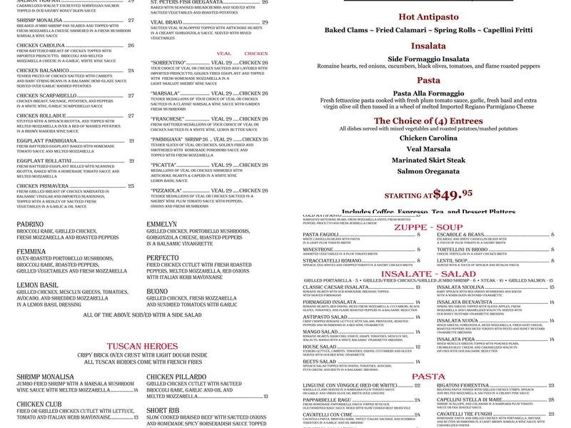 Cafe Formaggio Menu
