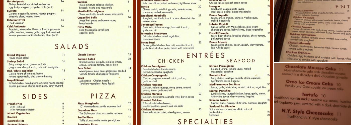 Cafe Baci Menu