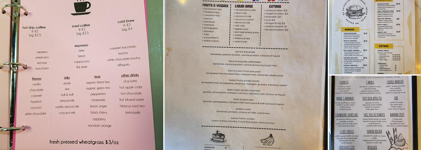 Nana's Ice Cream and Coffee House Menu