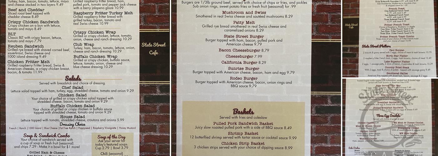 State Street Cafe Menu