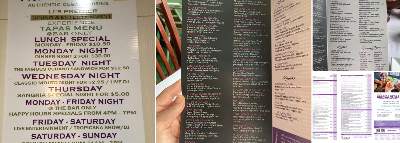 Margarita's Cafe Menu