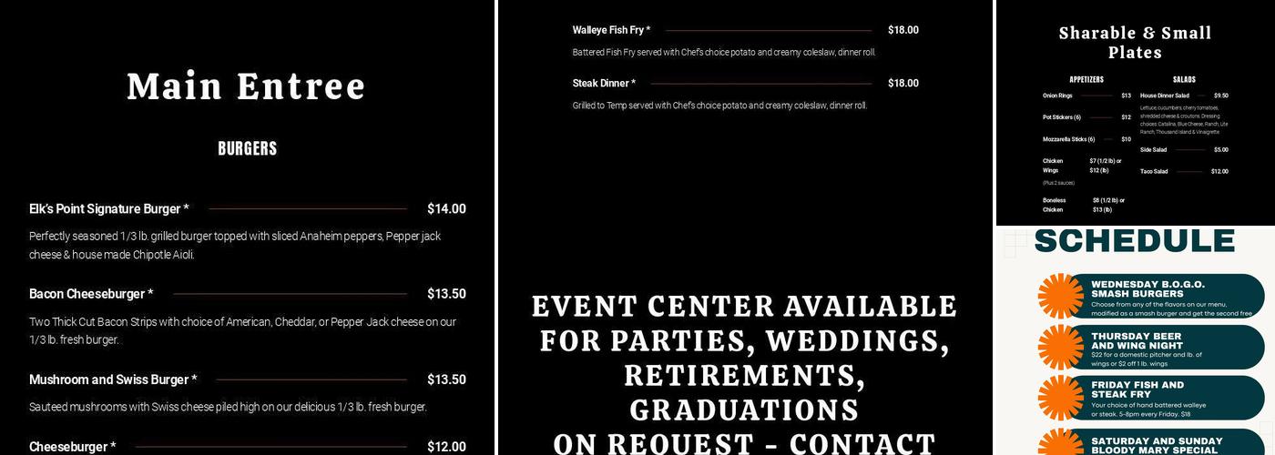 Elks Point Bar & Grill Menu