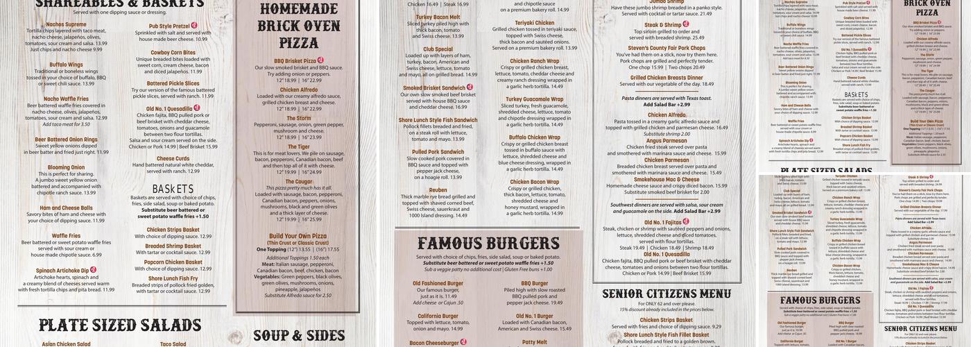 Old No 1 Bar & Grill Menu