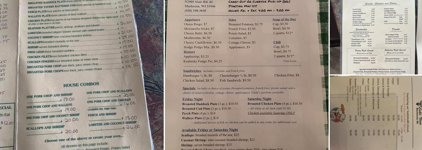 Lake View Inn Menu