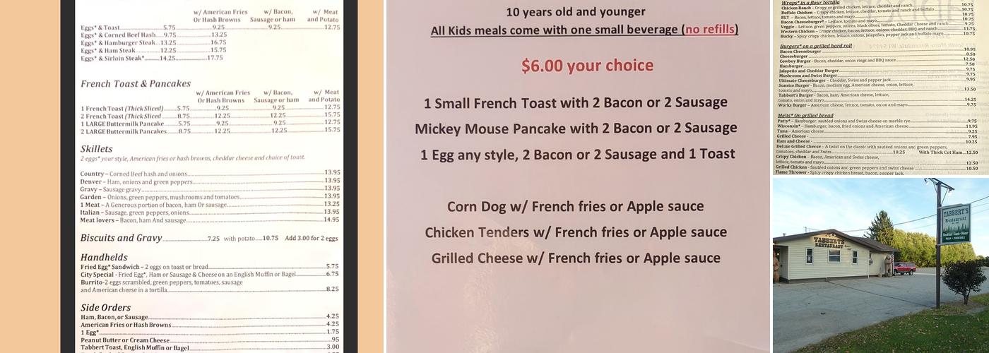 Tabbert's Menu