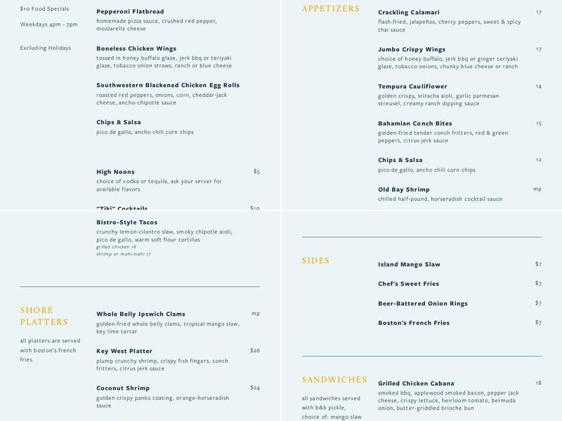 Sandbar Menu