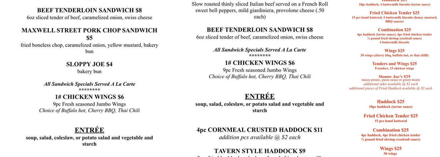 Mr. and Mrs. P's Eatery Menu