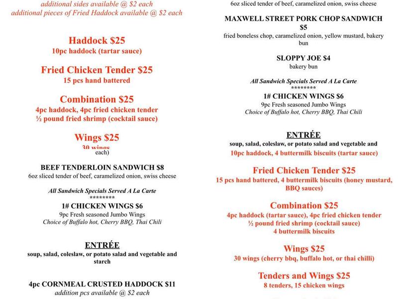 Mr. and Mrs. P's Eatery Menu