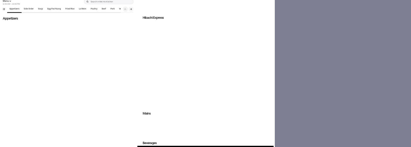 Mei Ho kitchen Menu