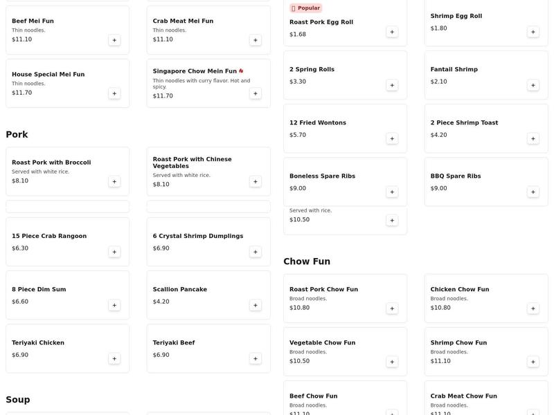 Chen's Express Kitchen Menu