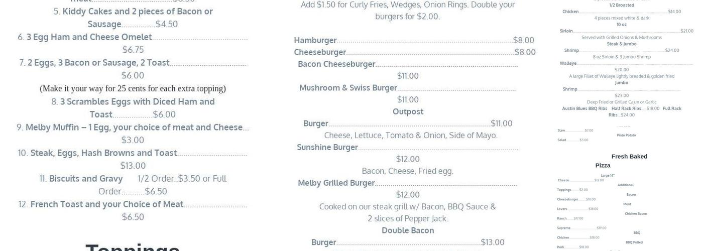 Melby Outpost Menu