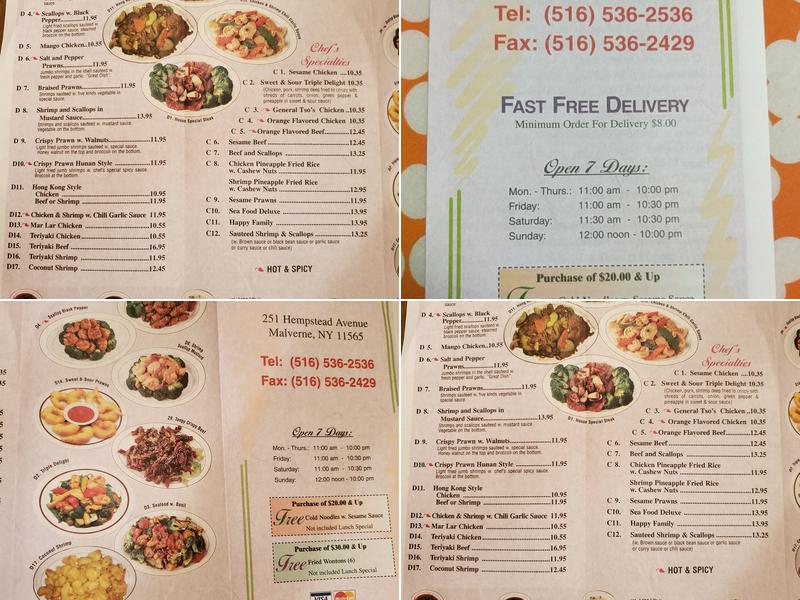 Difference Chinese Restaurant Menu