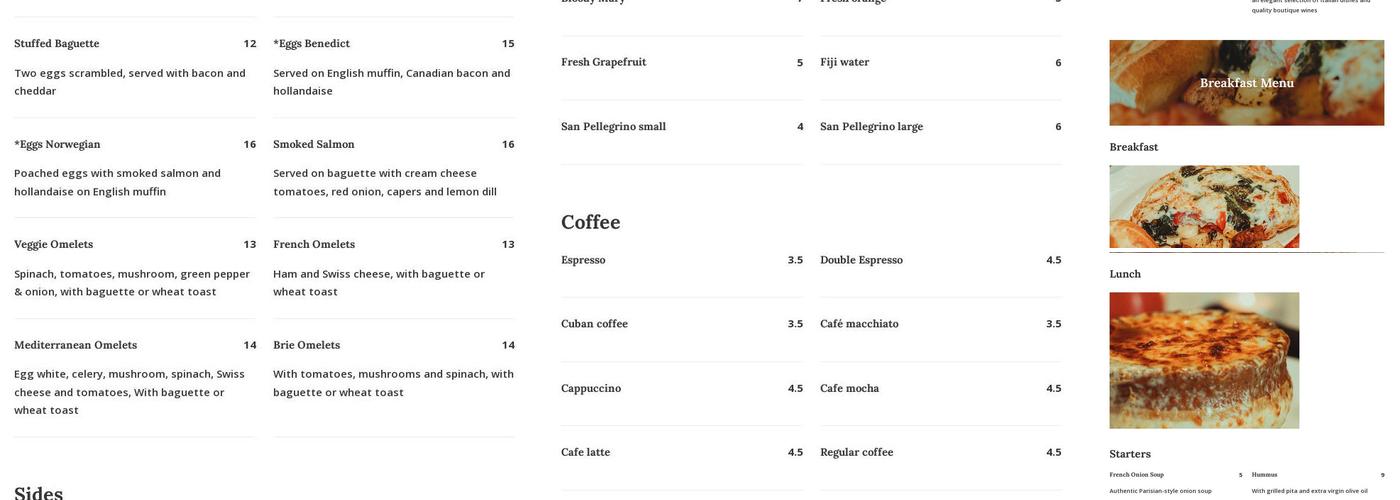 Olio Menu
