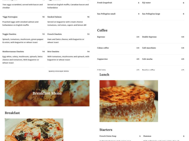 Olio Menu