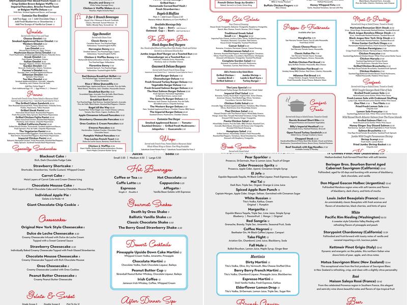 Imperial Diner Menu