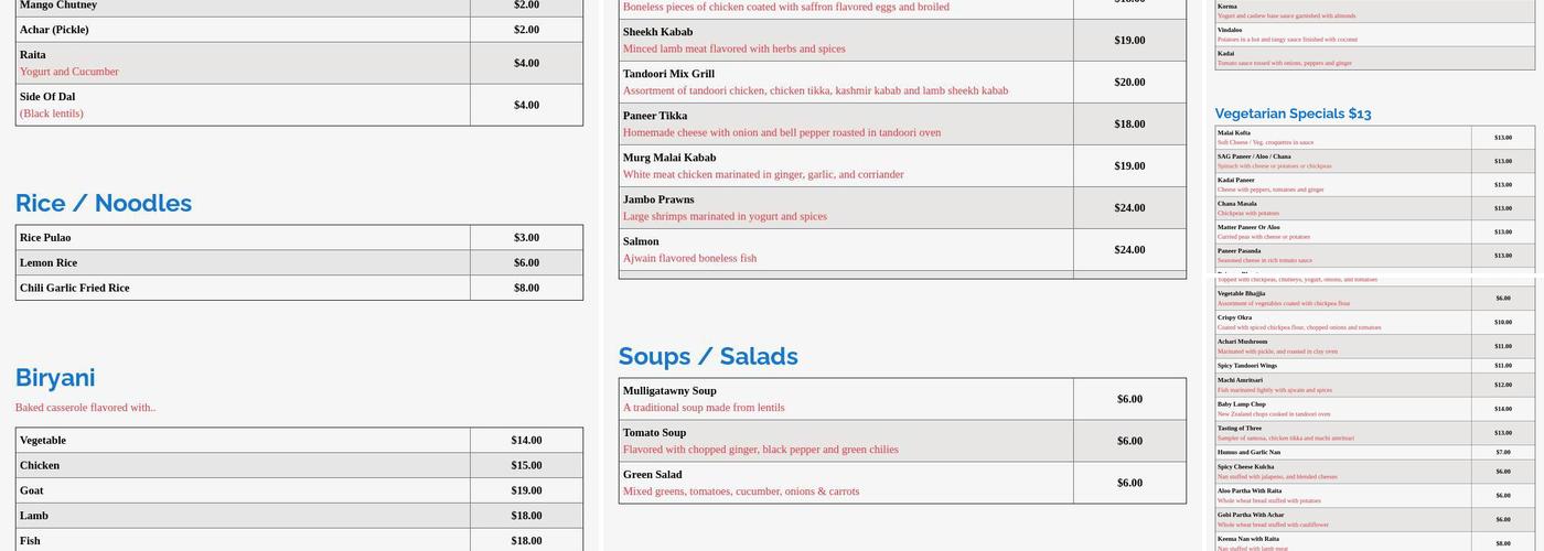 Jackson Diner Menu