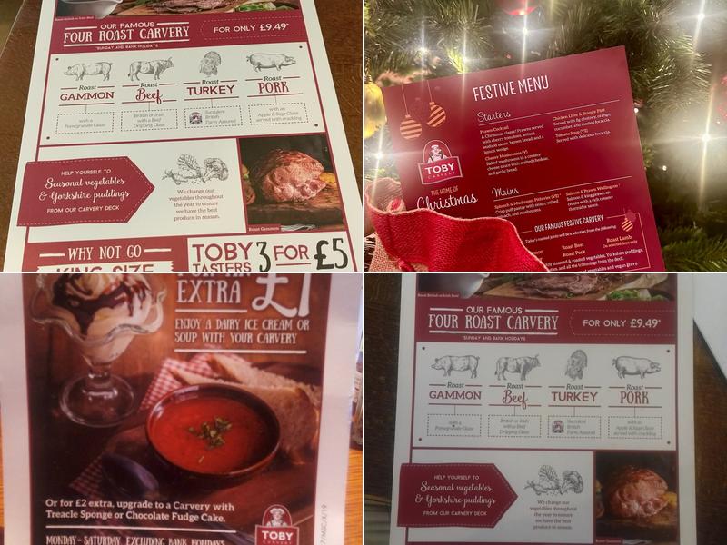 Toby Carvery Downlands Menu