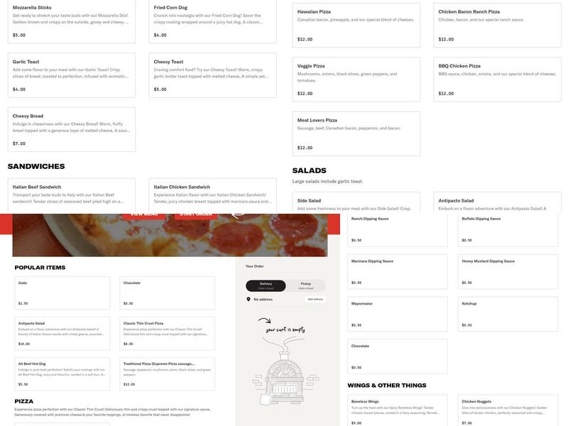 Bobanna's Pizza Menu