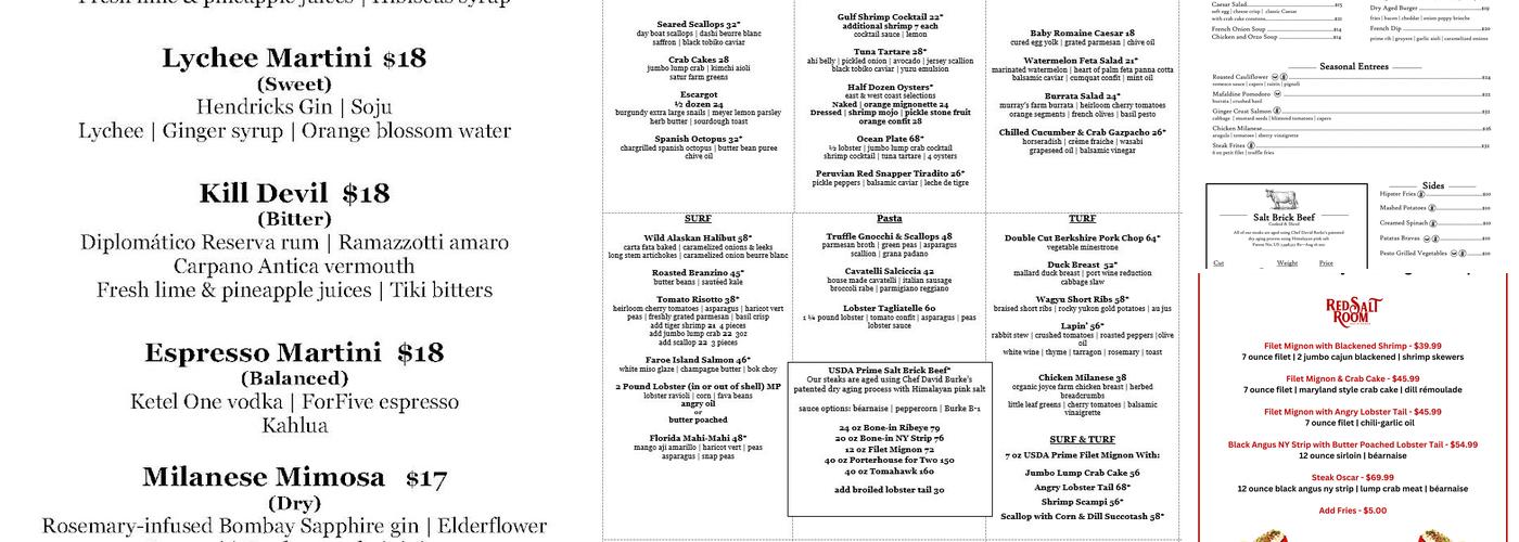 Red Salt Room by David Burke Menu