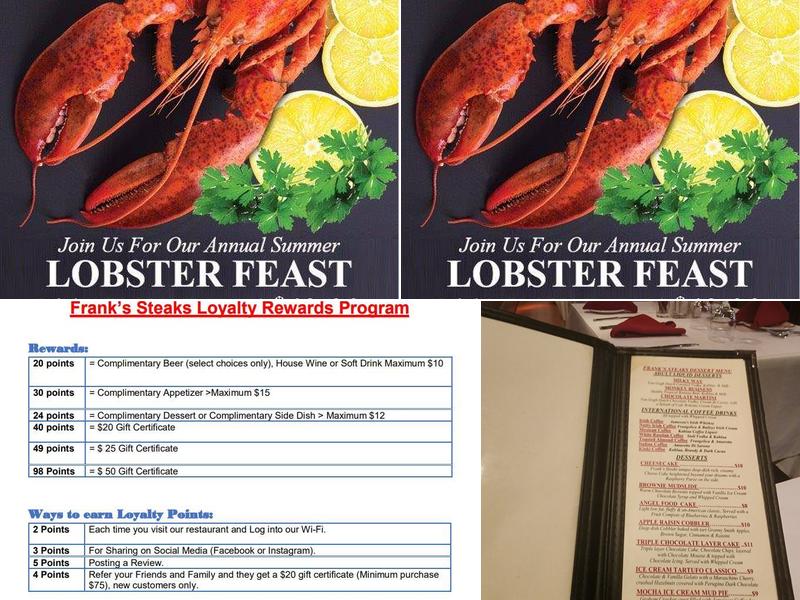 Frank's Steaks In Jericho Menu