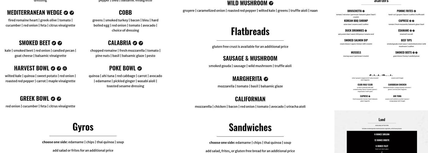 The Garden Bar on 6th Menu