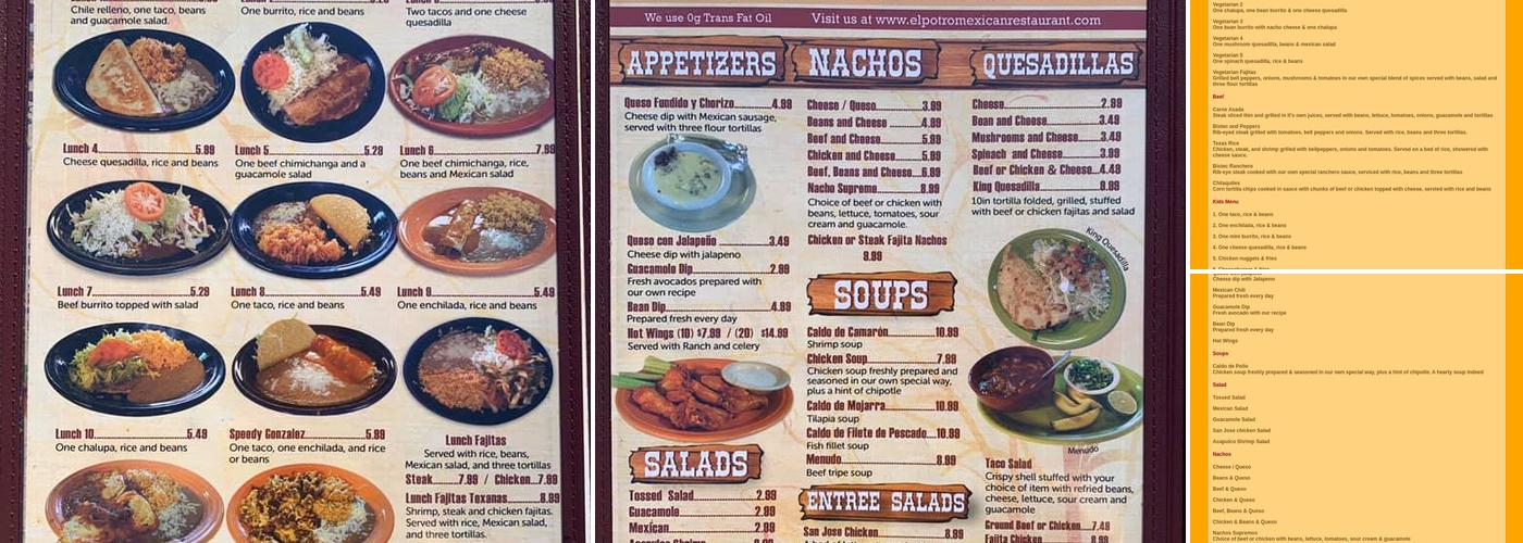 El Potro Mexican Restaurant Menu