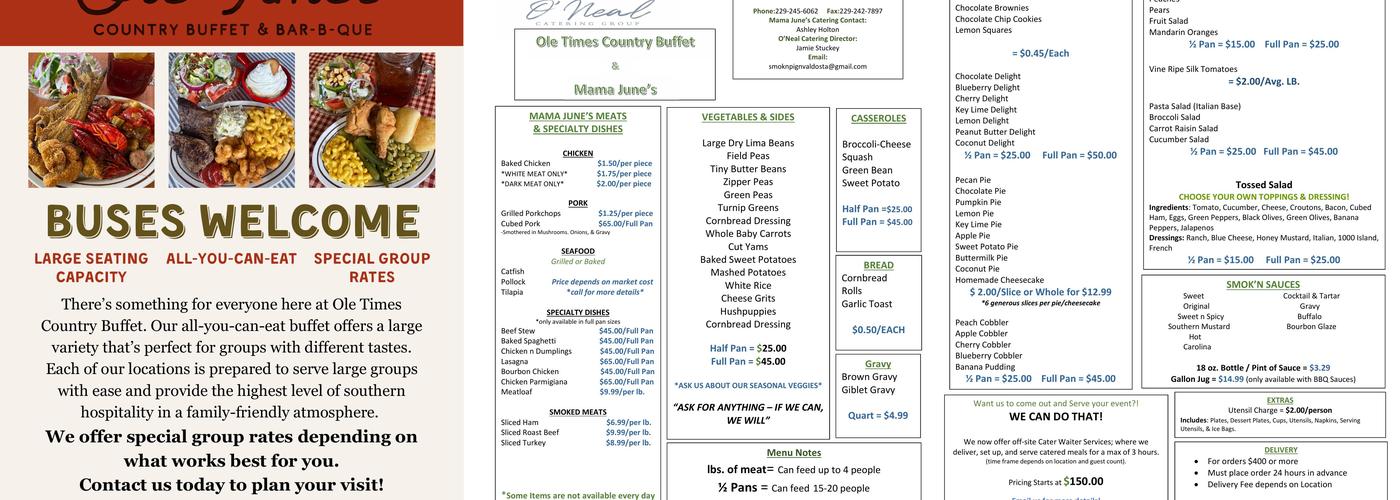 Ole Times Country Buffet Menu