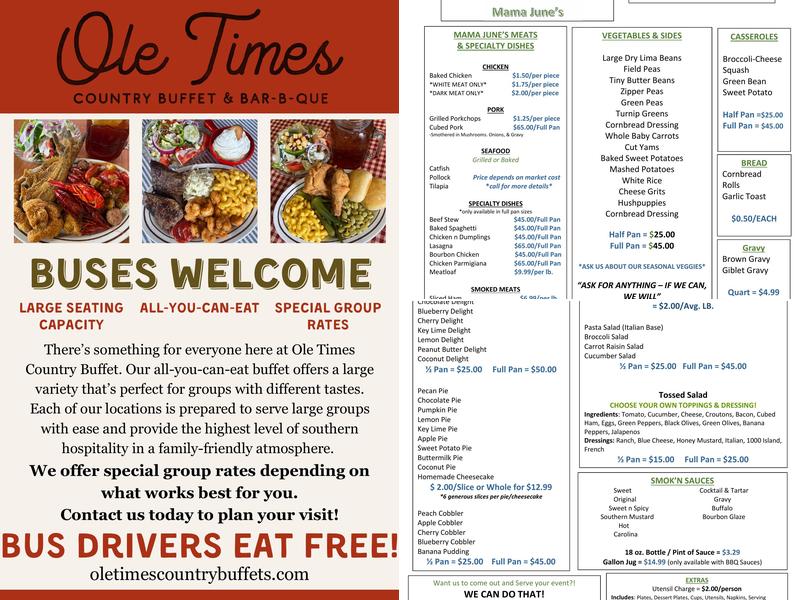 Ole Times Country Buffet Menu