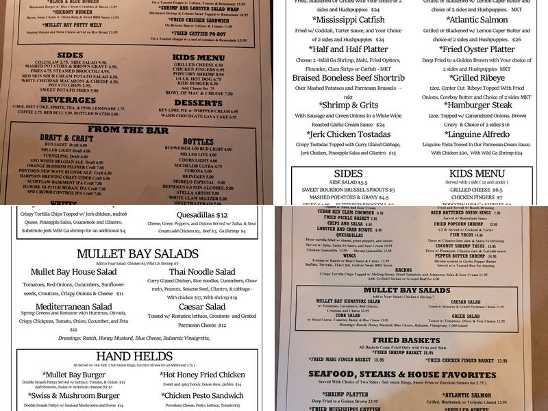 Mullet Bay Restaurant Menu