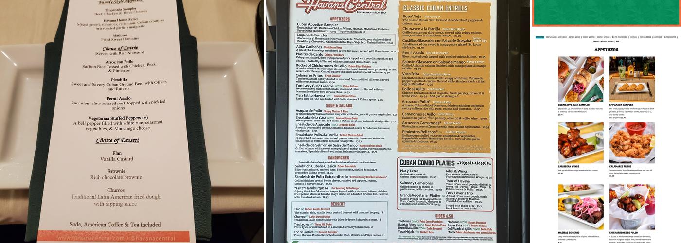 Havana Central Roosevelt Field Menu