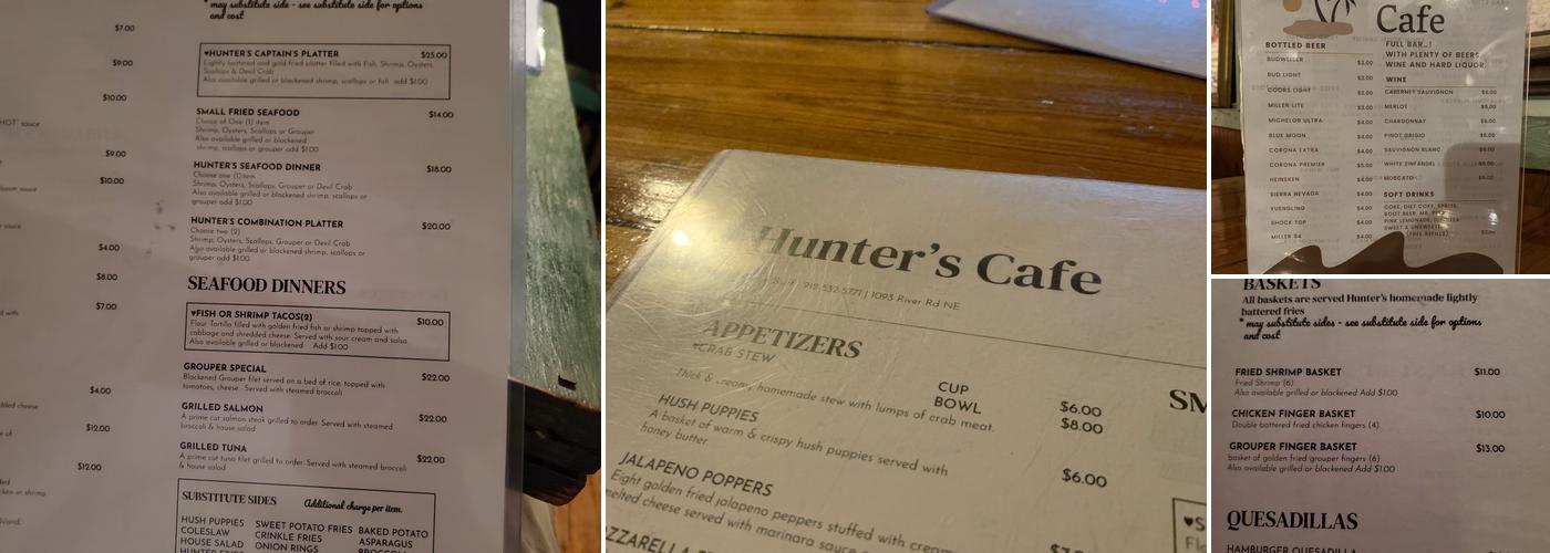 Hunter's Cafe Menu