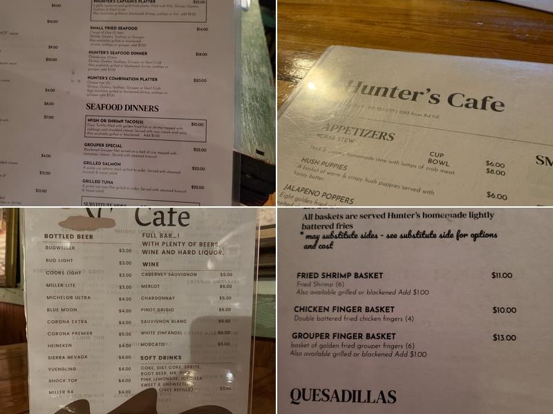 Hunter's Cafe Menu