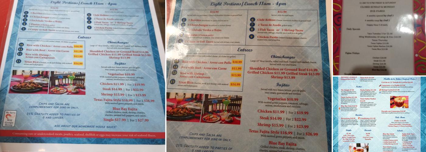 Blue Bay Mexican Grill Menu