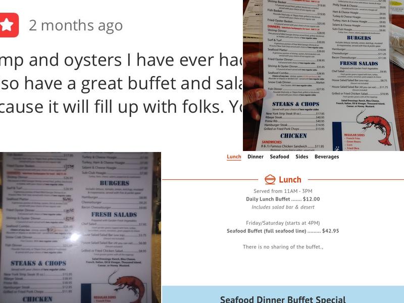 B & J's Steaks & Seafood Menu