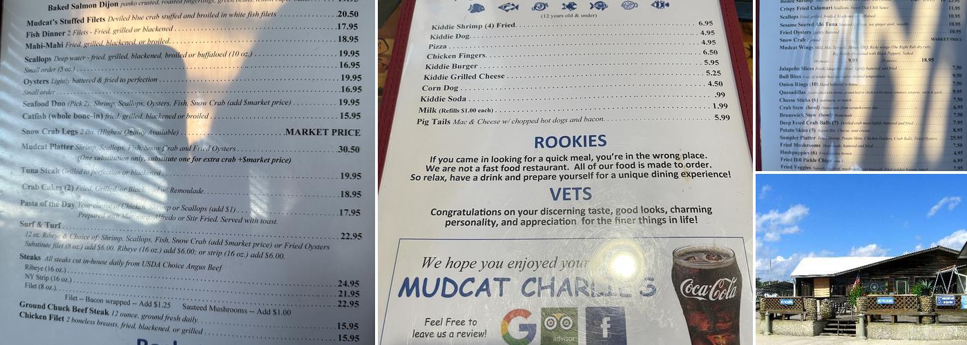Mudcat Charlie's Menu