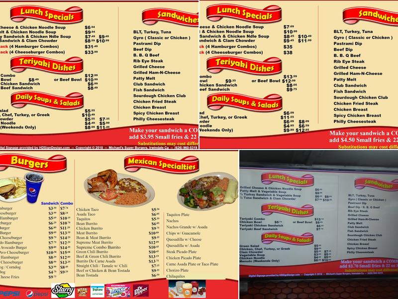 Michael's Super Burgers Irwindale Menu