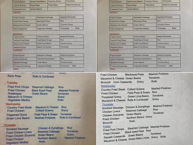 Nick's Buffet Menu
