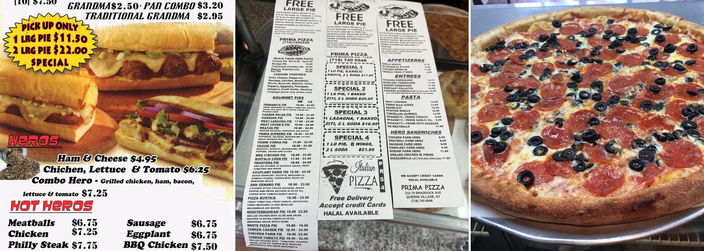 Prima Pizza Menu