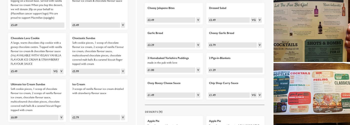 Waggon & Horses, Greene King Pub & Carvery Menu