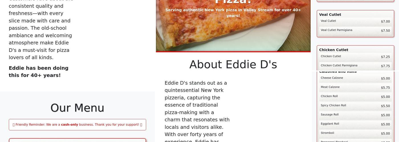 Eddie D's Menu