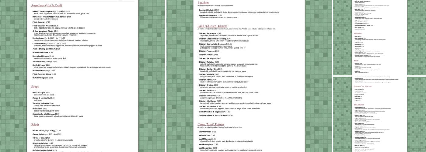 Olivetto Pizzeria Menu